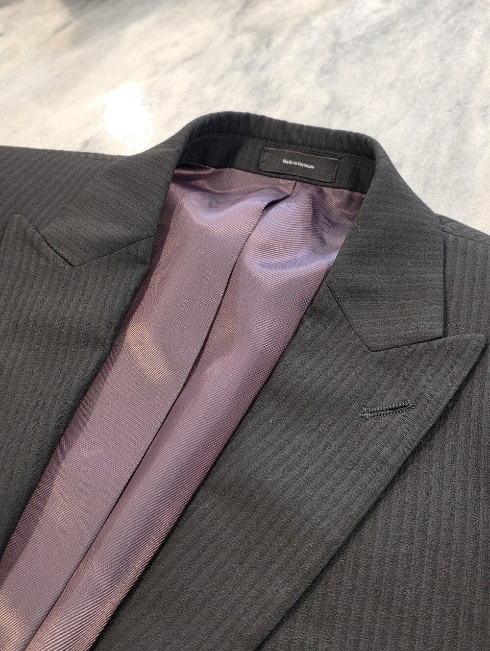 40L Men's JF J. Ferrar Peak Lapel Blazer Black Subtle Stripe Sport Coat Flawless